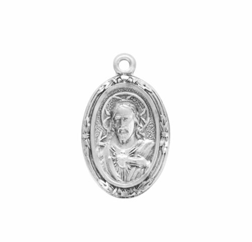 Sacred Heart of Jesus Sterling Silver Scapular Medal - Image 2