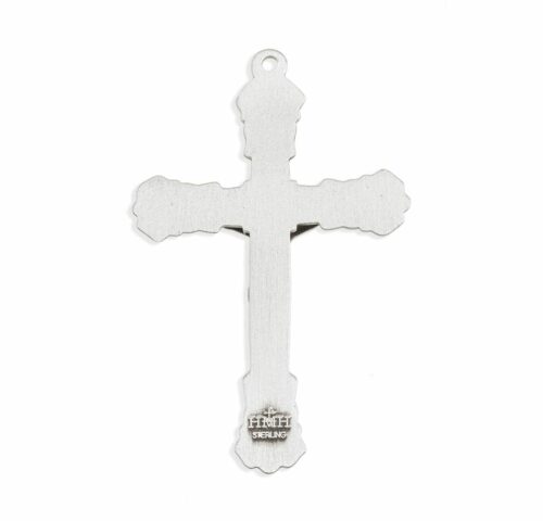 Floral Designed Sterling Silver Crucifix - Image 3