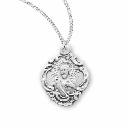 Sterling Silver Scapular Sacred Heart of Jesus Medal
