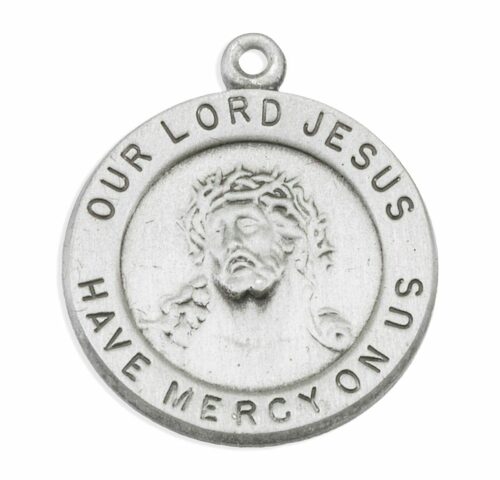 Sterling Silver Round Lord Jesus Christ Medal - Image 2