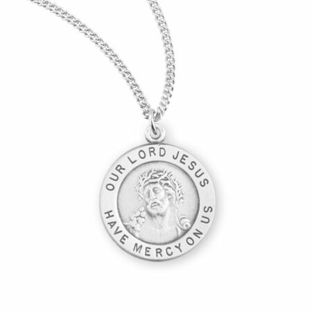 Sterling Silver Round Lord Jesus Christ Medal