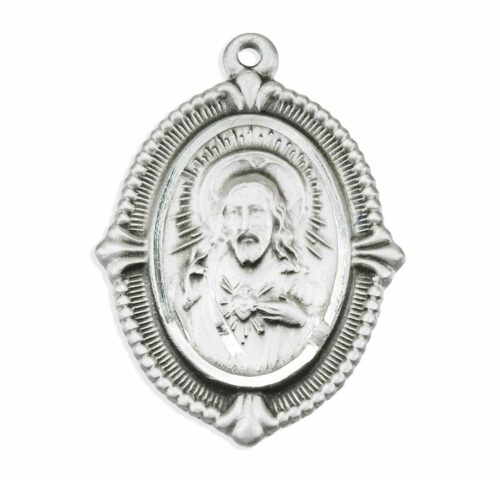 Sterling Silver Scapular Sacred Heart of Jesus Medal - Image 2