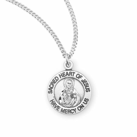 Sterling Silver Scapular Sacred Heart of Jesus Medal