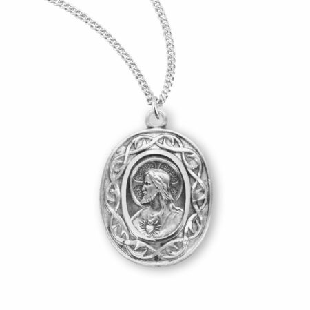 "Crown of Thorns" Sterling Silver Scapular Medal