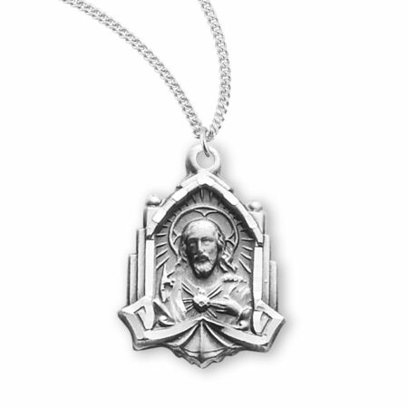Sterling Silver Scapular Sacred Heart Of Jesus