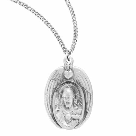 Sterling Silver Scapular Sacred Heart of Jesus Medal