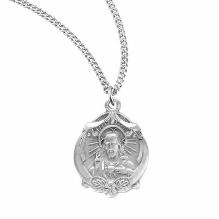 Sterling Silver Scapular Sacred Heart of Jesus Medal
