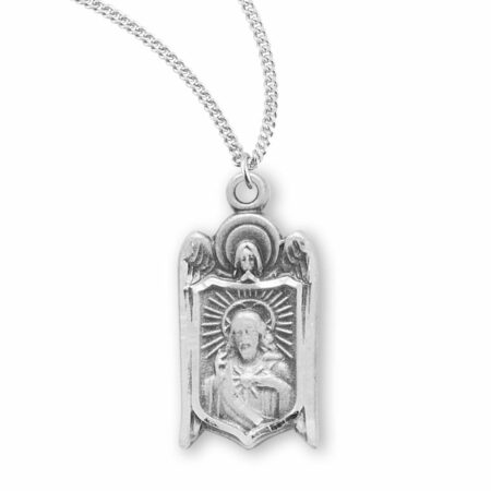 Sterling Scapular Heart of Jesus Medal