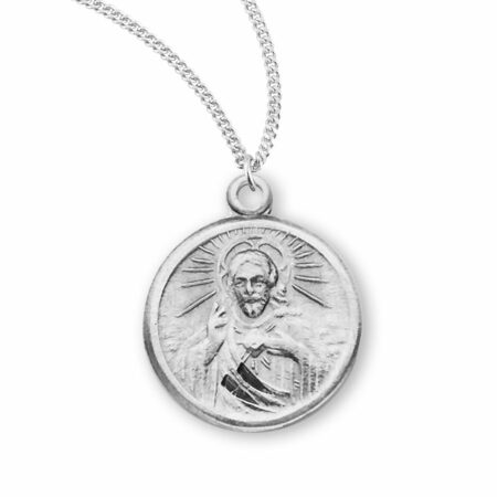Sterling Silver Scapular Sacred Heart of Jesus Medal
