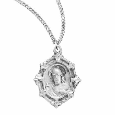 Sterling Silver Scapular Sacred Heart of Jesus Medal