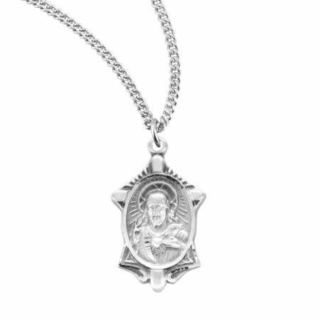 Sacred Heart of Jesus Sterling Silver Scapular Medal