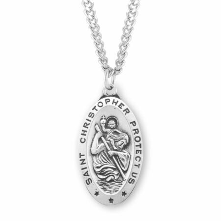 Saint Christopher Oval Saint Christopher Sterling Silver Medal
