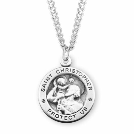 Saint Christopher Round Sterling Silver Medal