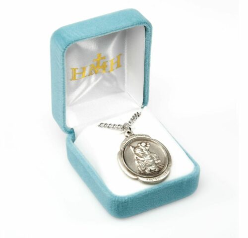 Saint Christopher Rounded Cross Sterling Silver Medal - Image 3