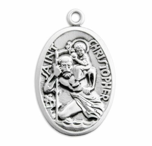 Saint Christopher Oval Sterling Silver Medal - Image 2
