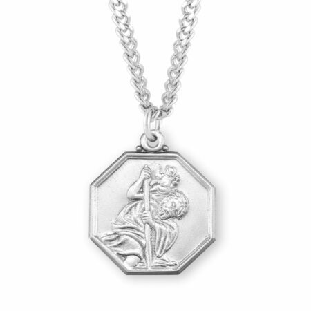 Saint Christopher Octagon Sterling Silver Medal