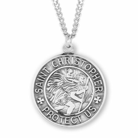 Saint Christopher Round Sterling Silver Medal