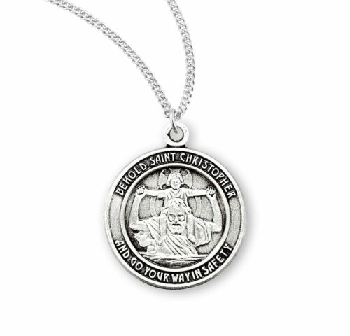 Saint Christopher Round Sterling Silver Medal