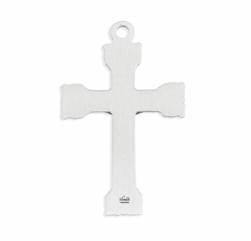 Extended Leaf Etched Sterling Silver Crucifix - Image 3