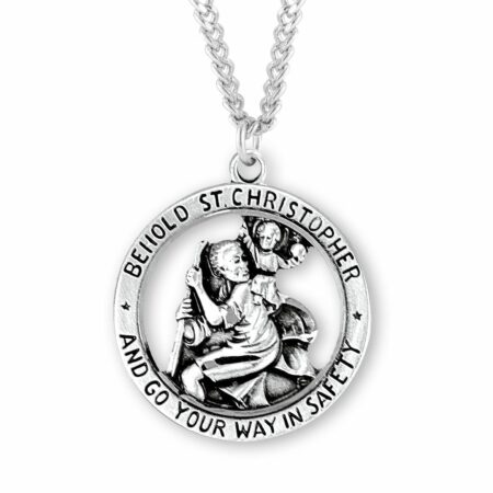 Saint Christopher Round Sterling Silver Medal