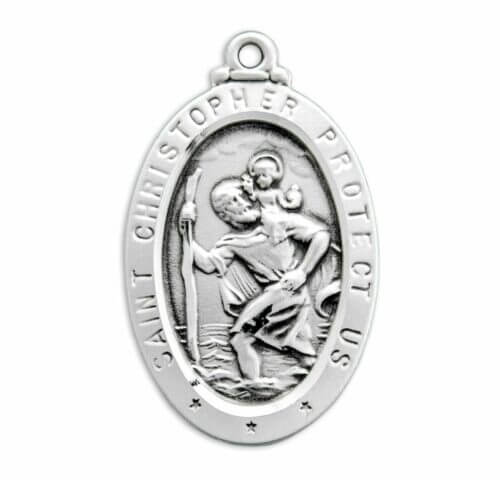 Saint Christopher Oval Sterling Silver Medal - Image 2