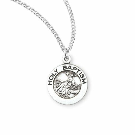 Holy Baptism Round Sterling Silver Medal