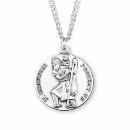 Saint Christopher Round Sterling Silver Medal