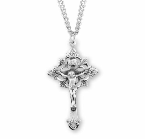 Sterling Silver Floral Filigree Crucifix