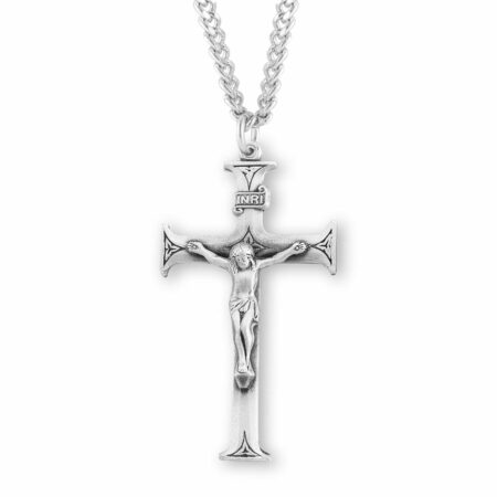 Sterling Silver Flower Tipped Crucifix