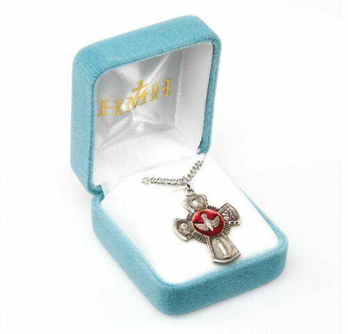 Sterling Silver Red Enameled 4-Way Medal - Image 3