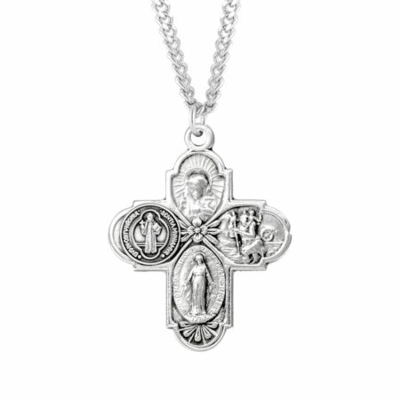 Saint Benedict Sterling Silver Four Way Medal