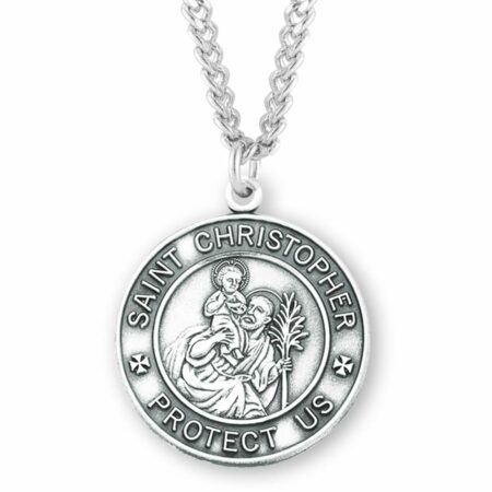 Saint Christopher Round Sterling Silver Medal