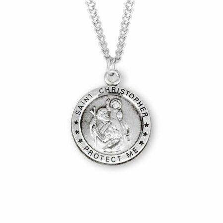Saint Christopher Round Sterling Silver Medal