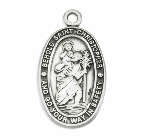 Saint Christopher Oval Sterling Silver Medal - Image 2