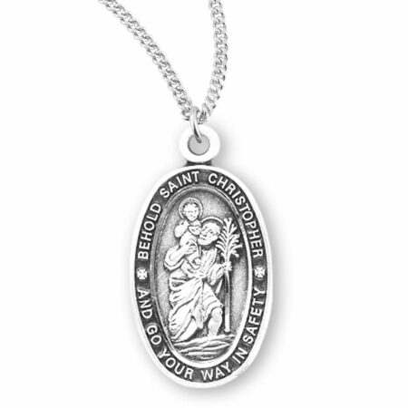 Saint Christopher Oval Sterling Silver Medal