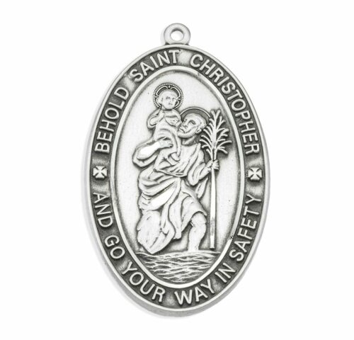 Saint Christopher Oval Sterling Silver Medal - Image 2