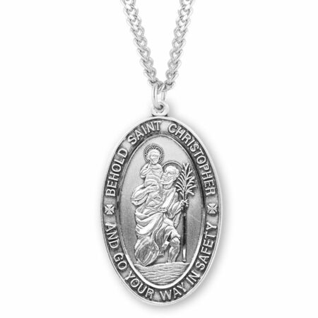Saint Christopher Oval Sterling Silver Medal
