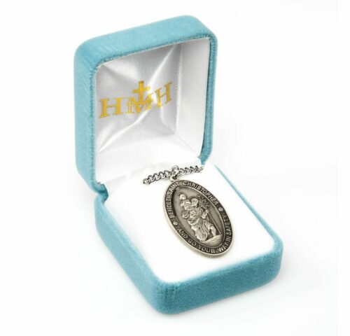 Saint Christopher Oval Sterling Silver Medal - Image 3