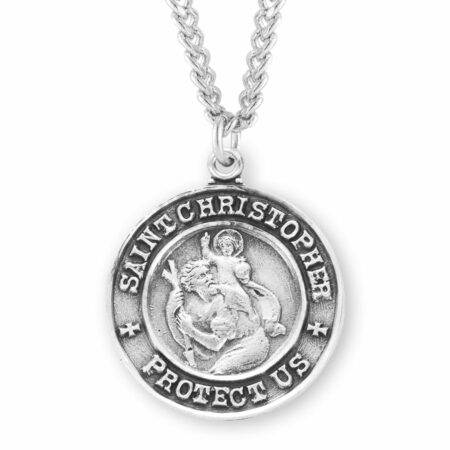 Saint Christopher Round Sterling Silver Medal