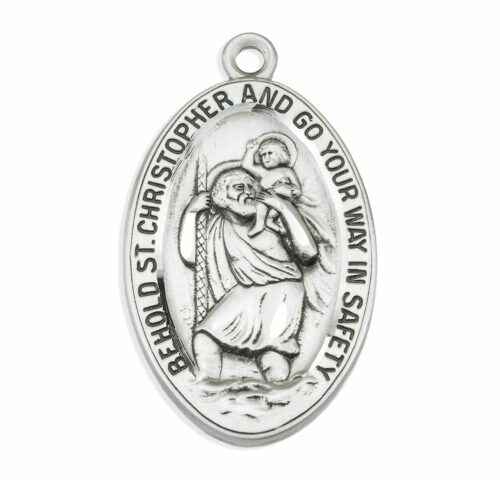 Saint Christopher Oval Sterling Silver Medal - Image 2
