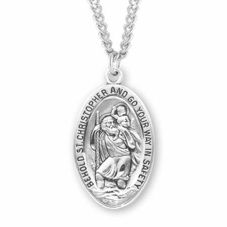 Saint Christopher Oval Sterling Silver Medal