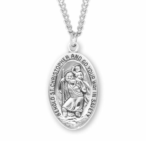 Saint Christopher Oval Sterling Silver Medal