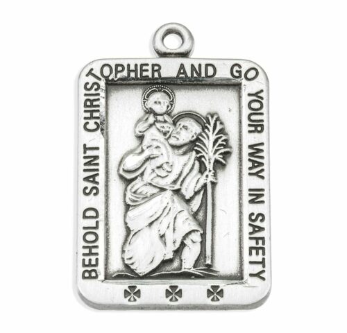 Saint Christopher Square Sterling Silver Medal - Image 2