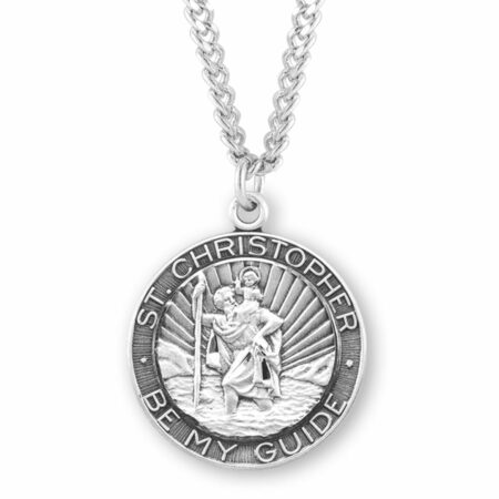 Saint Christopher Round Sterling Silver Medal