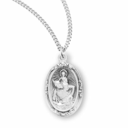 Saint Christopher Oval Sterling Silver Medal