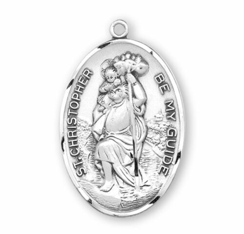 Saint Christopher Oval Sterling Silver Medal - Image 2