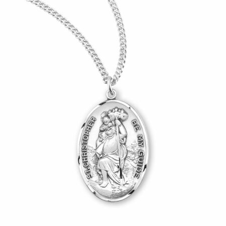 Saint Christopher Oval Sterling Silver Medal