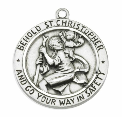 Saint Christopher Round Sterling Silver Medal - Image 2