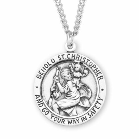 Saint Christopher Round Sterling Silver Medal