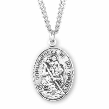 Saint Christopher Oval Sterling Silver Medal